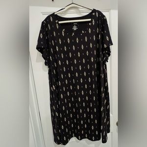 Sonoma 4X Black Cream Ikat High Neck Knit Swing Dress